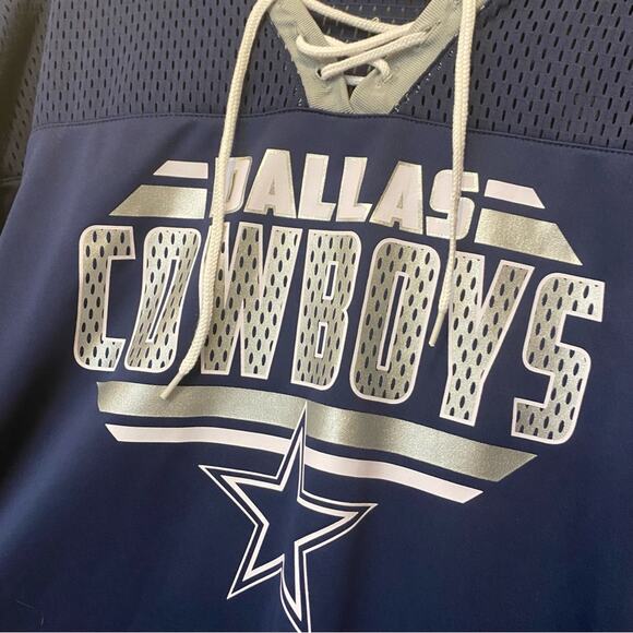 NFL Dallas Cowboys Jersey Starter Mesh Top Lace Up Neckline Blue White Large NWT - Picture 7 of 8